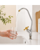 Wellon Premium RO Faucet with Gold Cross Handle | High Arc Drinking Water Tap | Chrome Finish | Countertop Mount | For RO & Water Purifier
